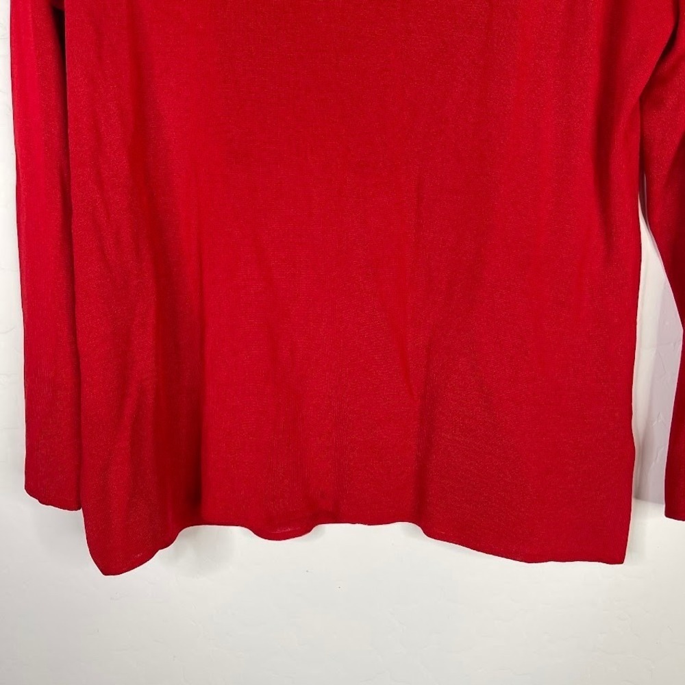 Exclusively‎ Misook Mock Neck Long Sleeve Acrylic Top Red Career Office Large - Picture 3 of 11